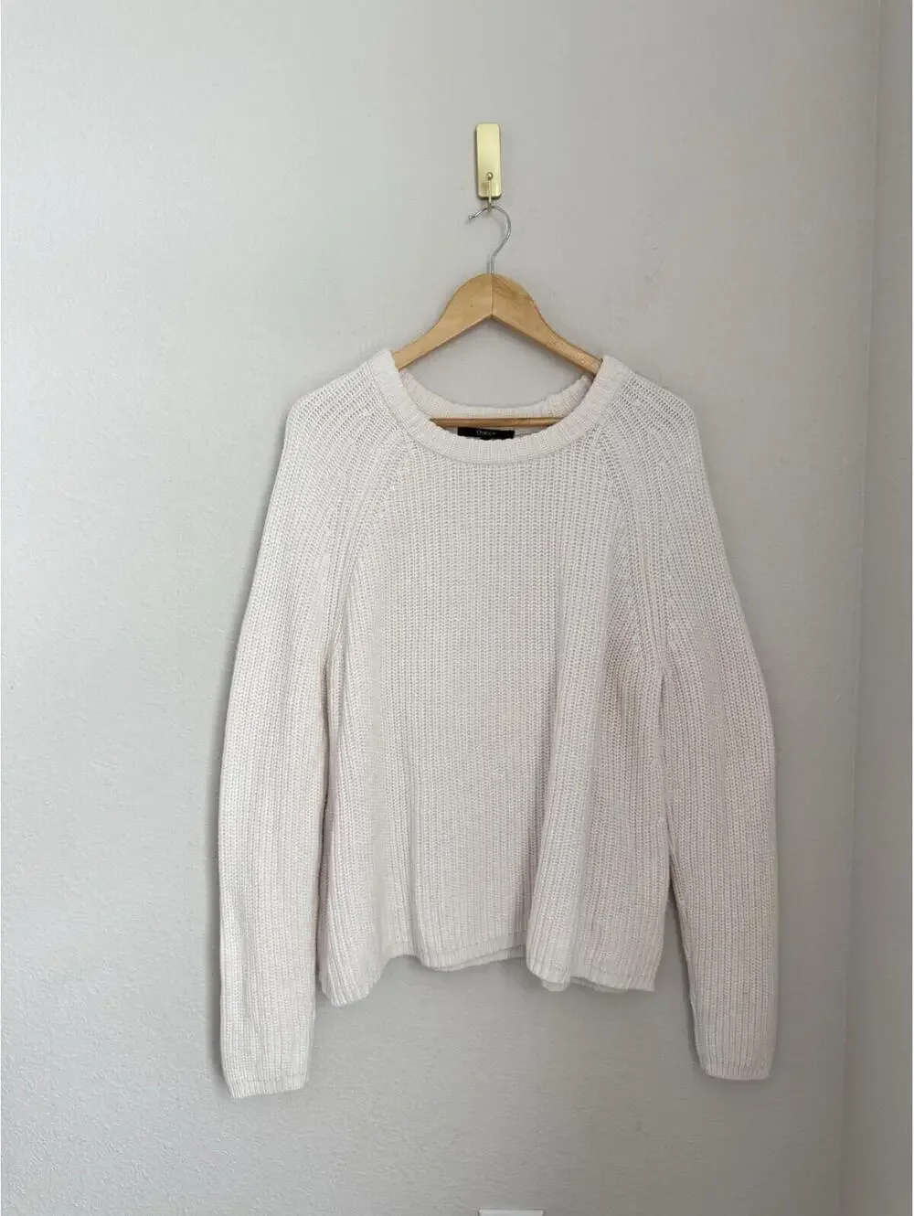 Quince Women's LG White 100% Organic Cotton Fisherman Crew Sweater Nautical - Picture 2 of 7